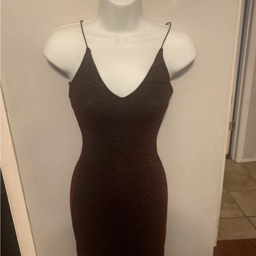Black/Red sparkly mini bodycon dress